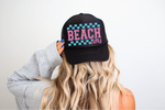 Beach Vibes DTF Printed Foam Black Trucker Hat