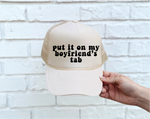 Boyfriend's Tab DTF Printed Tan Trucker Hat