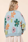 MINERAL WASH FLOWER PRINT FRENCH TERRY SWEATSHIRT