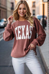 LONG SLEEVE SOLID URBAN RIBBED LETTERING TOP