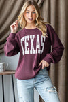 LONG SLEEVE SOLID URBAN RIBBED LETTERING TOP