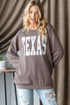 LONG SLEEVE SOLID URBAN RIBBED LETTERING TOP