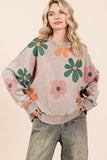 MINERAL WASH FLOWER PRINT FRENCH TERRY SWEATSHIRT