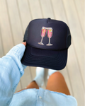 Champagne Glasses Black Trucker HAT