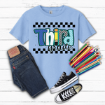 Boys Checkered 3rd Grade Back to School Graphic Tee
