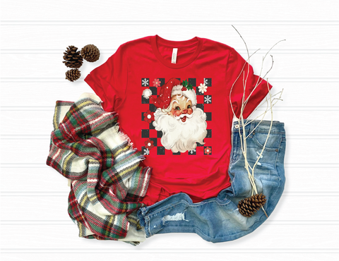 Checkered Santa Tee