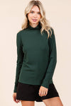 RIB MOCK NECK LONG SLEEVE KNIT TOP