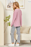 CURVY V Neck Long Sleeve Top