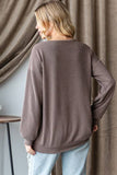 LONG SLEEVE SOLID URBAN RIBBED LETTERING TOP