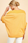 Viscose Roll Up Half Sleeve Boat Neck Striped Sweater