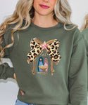 Leopard Coquette Bow Jesus Sweatshirt