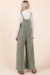 MINERAL WASH BUTTONED STRAP JUMPSUIT OVERALLS