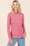 RIB MOCK NECK LONG SLEEVE KNIT TOP