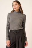 RIB MOCK NECK LONG SLEEVE KNIT TOP