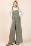 MINERAL WASH BUTTONED STRAP JUMPSUIT OVERALLS