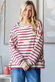 Winter Striped with Floral Patches Sweatshirt