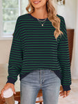 Lovelet Striped Round Neck Long Sleeve Sweatshirt
