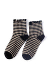 CHECK PLAID PATTERN RUFFLE CREW SOCKS FOR WOMENS