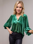 V-Neck Three-Quarter Sleeve Blouse