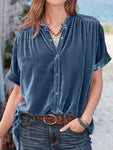 Ruched Round Neck Short Sleeve Shirt