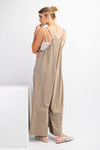 MINERAL WASHED COTTON SPAN JUMPSUIT