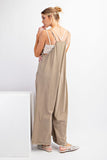 MINERAL WASHED COTTON SPAN JUMPSUIT