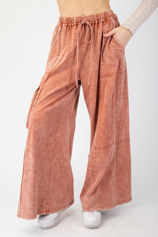 EASEL MINERAL WASHED TERRY KNIT PANTS