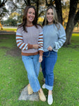 PREORDER: Aspen Striped Sleeve Sweater in Four Colors