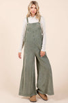 MINERAL WASH BUTTONED STRAP JUMPSUIT OVERALLS