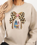 Leopard Coquette Bow Jesus Sweatshirt