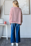 Winter Striped with Floral Patches Sweatshirt