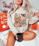 Floral Fall Pumpkin and Bows- Fall Graphic Sweater