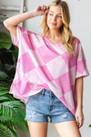 Argyle Print Oversized Top with slits