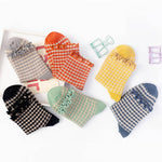 CHECK PLAID PATTERN RUFFLE CREW SOCKS FOR WOMENS
