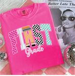 First Grade Checkered Graphic Tee