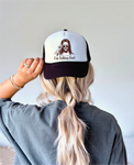 I'm Tellin Dad DTF Printed Black and White Trucker Hat