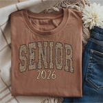 Senior 2026 LEOPARD Letters Graphic T-Shirt