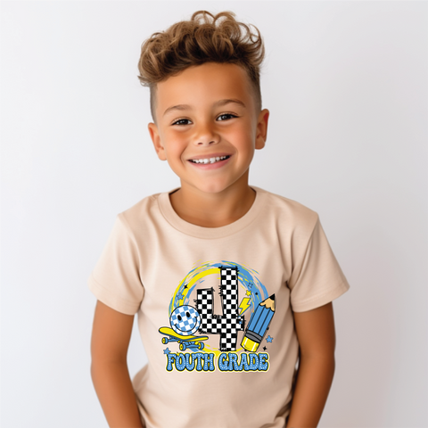 Boys 4th Grade Skateboard Back to School Graphic Tee