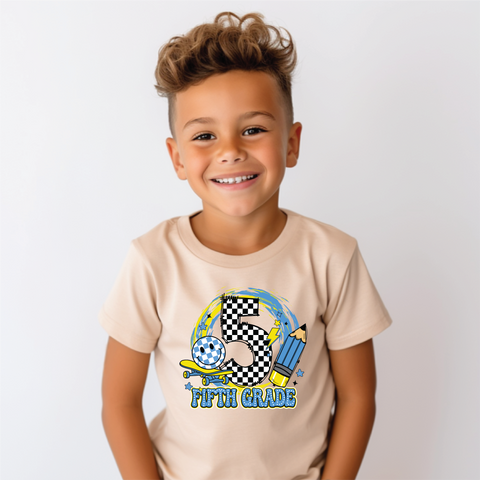Boys 5th Grade Skateboard Back to School Graphic Tee