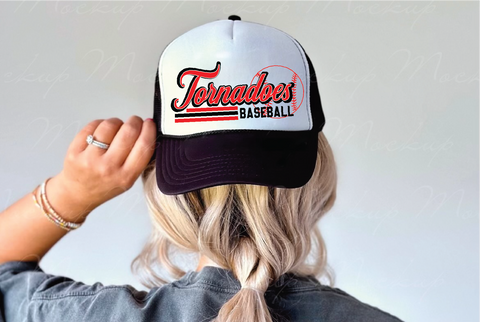 School Spirit Baseball DTF Printed Black & White Trucker Hat