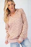 PRINTED THERMAL KNIT MINERAL WASHED TOP