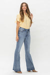 JUDY BLUE HI WAIST TUMMY CONTROL TOP W/ RELEASE HEM FLARE JEANS