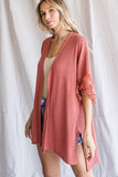 LACE SLEEVE OPEN FRONT CARDIGAN
