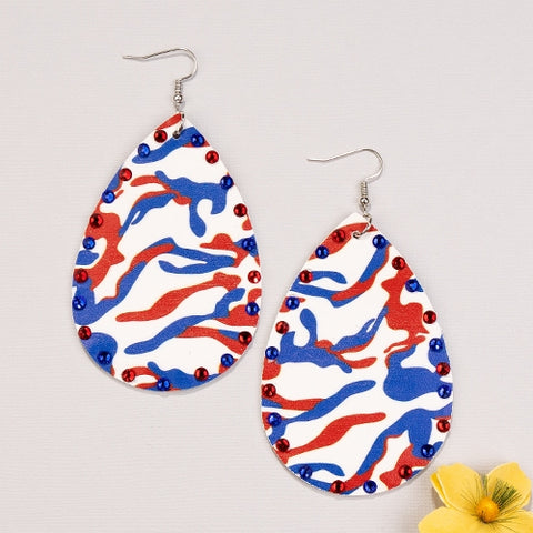RED/BLUE CAMOUFLAGE EARRINGS