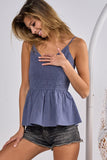 EYELET SLEEVELESS ELASTICIZED TOP