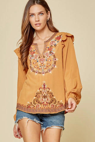 WOVEN EMBROIDERY TOP