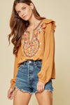 WOVEN EMBROIDERY TOP
