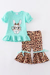 LEOPARD RABBIT RUFFLE CAPRI SET