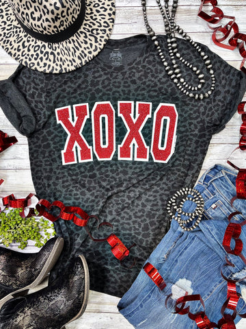 Texas True XOXO With Red Glitter Tee