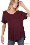 LUXE RAYON SS V-NECK TOP